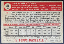 Load image into Gallery viewer, 1952 Topps Baseball Dale Coogan #87 Pittsburgh Pirates MLB Card Vintage