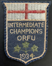 Load image into Gallery viewer, 1934 Ontario Rugby Football Union Intermediate Champions Patch Crest FJ Luscombe
