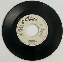 Load image into Gallery viewer, 1986 Poison I Want Action Promotional 45RPM Vinyl Record + Double Sided Poster