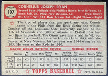 Load image into Gallery viewer, 1952 Topps Baseball Connie Ryan #107 Philadelphia Phillies MLB Card Vintage