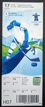 Load image into Gallery viewer, 2010 Vancouver Olympics Men's Ice Hockey Full Ticket Czech Republic Slovakia