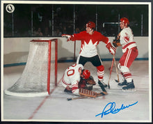 Load image into Gallery viewer, Paul Henderson Autographed Hockey HOF Issued 1972 Summit Series Photo LOA