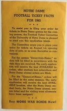 Load image into Gallery viewer, Vintage 1945 Notre Dame Fighting Irish NCAA Football Schedule and Ticket Facts