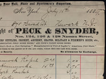 Load image into Gallery viewer, Peck + Snyder Original Receipt New York City Baseball + Sporting Goods Emporium