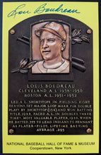 Load image into Gallery viewer, Lou Boudreau Signed Hall Of Fame Plaque Autographed Postcard Indians HOF MLB JSA