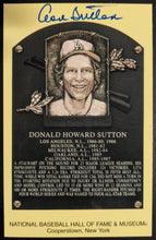 Load image into Gallery viewer, Don Sutton Signed Hall Of Fame Plaque Autographed Postcard Dodgers MLB HOF JSA