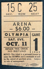 Load image into Gallery viewer, 1969 Detroit Red Wings NHL Hockey Home Opener Ticket vs Toronto Maple Leafs