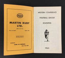 Load image into Gallery viewer, 1962 CFL Football League Western Conference Statistics & Guide Eskimos Lions