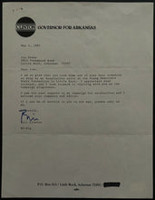 Load image into Gallery viewer, 1984 Signed Letter President Bill Clinton Arkansas Governor Re-election JSA LOA