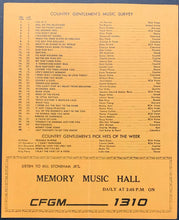 Load image into Gallery viewer, 1965 CFGM Country Music 1310 Radio Survey Chart Toronto Connie Smith Jim Reeves