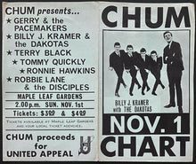 Load image into Gallery viewer, 1964 Chum Chart + Billy J Kramer + Gerry + The Pacemakers Concert Ticket MLG