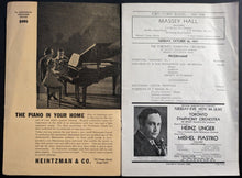 Load image into Gallery viewer, 1937 Massey Hall Program Toronto Symphony Orchestra Performance Program