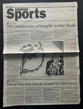 Load image into Gallery viewer, 1996 Don Shula's Last Game Ticket + Newspaper Clip Miami Dolphins Buffalo Bills
