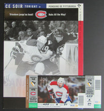 Load image into Gallery viewer, 2002 Bell Center NHL Scorecard + Ticket Montreal Canadiens - Pittsburgh Penguins