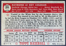 Load image into Gallery viewer, 1952 Topps Baseball Ray Coleman #211 Chicago White Sox MLB Card Vintage