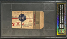 Load image into Gallery viewer, 1953 World Series Brooklyn Dodgers New York Yankees Ticket Stub Game 3 MLB iCert