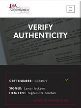 Load image into Gallery viewer, Lamar Jackson Autographed Signed Wilson Football Baltimore Ravens JSA NFL