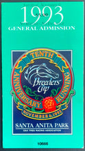 Load image into Gallery viewer, 1993 Tenth Anniversary Breeders Cup Admission Ticket Santa Anita Park Horse Race