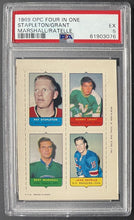 Load image into Gallery viewer, 1969 OPC Four In One Mini Hockey Stamps Stapleton/Grant/Marshall/Ratelle PSA 5
