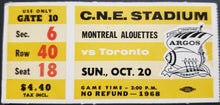 Load image into Gallery viewer, 1968 C.N.E. Stadium Montreal Alouettes vs Toronto Argonauts CFL Football Ticket