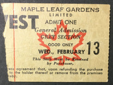 Load image into Gallery viewer, 1963 Maple Leaf Gardens Hockey Ticket Stub Toronto Maple Leafs Detroit Red Wings