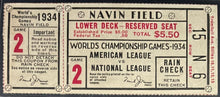 Load image into Gallery viewer, 1934 World Series Game 2 Navin Field MLB Baseball Ticket Stub Detroit Tigers