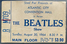 Load image into Gallery viewer, 1964 Vintage Beatles Concert Ticket Stub Atlantic City Convention Authenticated