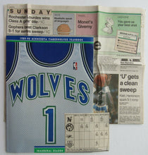 Load image into Gallery viewer, 1989-1990 NBA Minnesota Timberwolves Inaugural Season Yearbook + News Clippings