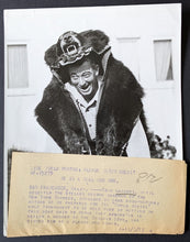 Load image into Gallery viewer, 1937 Tony Lazzeri Type 1 Press Photo Chicago Cubs MLB Celebrating In Bear Skin