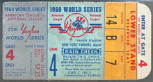 Load image into Gallery viewer, 1960 World Series Game 4 Ticket Stub Yankee Stadium New York Authenticated iCert