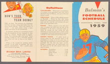 Load image into Gallery viewer, 1959 Western Interprovincial Football Union Pocket Schedule Bulman's Bros LTD