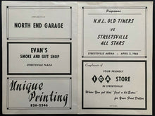 Load image into Gallery viewer, April 2nd 1966 NHL Old Timers Hockey Program vs Streetsville All Stars Vintage
