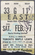 Load image into Gallery viewer, 1976 Darryl Sittler 10 Point Game Signed Ticket Toronto Maple Leafs NHL Hockey
