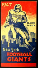 Load image into Gallery viewer, Rare 1947 NFL Roster Card New York Giants Football Team Issued Vintage Vtg