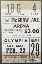 Load image into Gallery viewer, 1958 Detroit Red Wings Boston Bruins NHL Hockey Ticket Stub Gordie Howe 5 Points