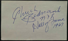 Load image into Gallery viewer, Bill Robinson + Chuck Bednarik Autographed Index Card Signed Dual Sided MLB