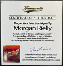 Load image into Gallery viewer, Morgan Rielly Autographed Toronto Maple Leafs Hockey Puck Signed Frameworth COA
