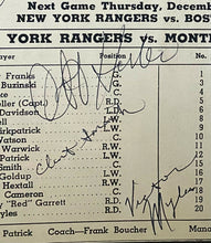 Load image into Gallery viewer, 1942 NHL Hockey Program Signed x11 NY Rangers Montreal Canadiens Autographed