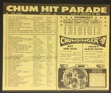 Load image into Gallery viewer, 1967 Chum Radio Survey Chart Toronto Four Seasons Monkees Mamas & Papas