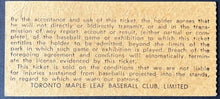 Load image into Gallery viewer, 1959 Toronto Maple Leafs International League Baseball Ticket Vintage