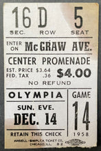 Load image into Gallery viewer, 1958 Montreal Canadiens Bernie Geoffrion Hat Trick Ticket Stub NHL Hockey VTG