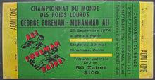 Load image into Gallery viewer, 1974 Rumble In The Jungle Muhammad Ali Foreman Full Ticket Zaire Boxing PSA 5