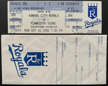 Load image into Gallery viewer, 1996 MLB Baseball Ticket Paul Molitor 3000th Hit + Envelope Minnesota Twins KC