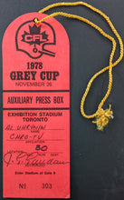 Load image into Gallery viewer, 1978 Grey Cup Press Pass CFL Jack Gaudaur Commissioner Issued TV Sports Caster