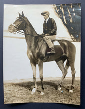 Load image into Gallery viewer, c1930 Canadian Hall Of Fame Jockey Photo Frank Mann Aboard Horse Assail Vintage