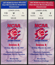 Load image into Gallery viewer, 1997 NCAA Basketball Tournament 1st / 2nd Round Championship Game Ticket x2
