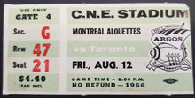 Load image into Gallery viewer, 1966 C.N.E. Stadium Montreal Alouettes vs Toronto Argonauts CFL Football Ticket