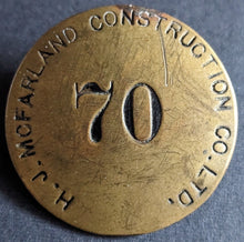 Load image into Gallery viewer, 1940s Employee Pin McFarland Construction Co. Ltd. Belleville Ontario Vintage