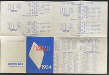 Load image into Gallery viewer, 1954 MLB Baseball Schedule AL NL IL AA Leagues Crown Life Insurance Vintage