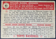 Load image into Gallery viewer, 1952 Topps Baseball Billy Johnson #83 St. Louis Cardinals MLB Card Vintage